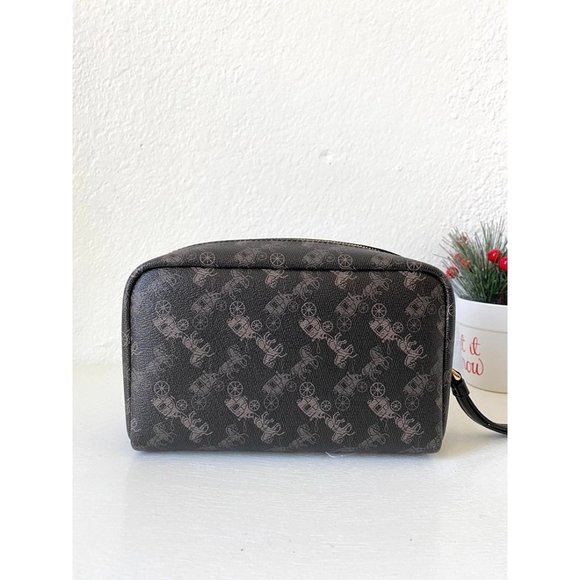 Coach Boxy Cosmetic Case Black Logo - Picture 4 of 7
